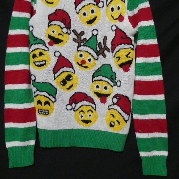 HAPPY HOLIDAYS | small, s | Emoji and Striped | Ugly Christmas Sweater | Unisex - Picture 3 of 15